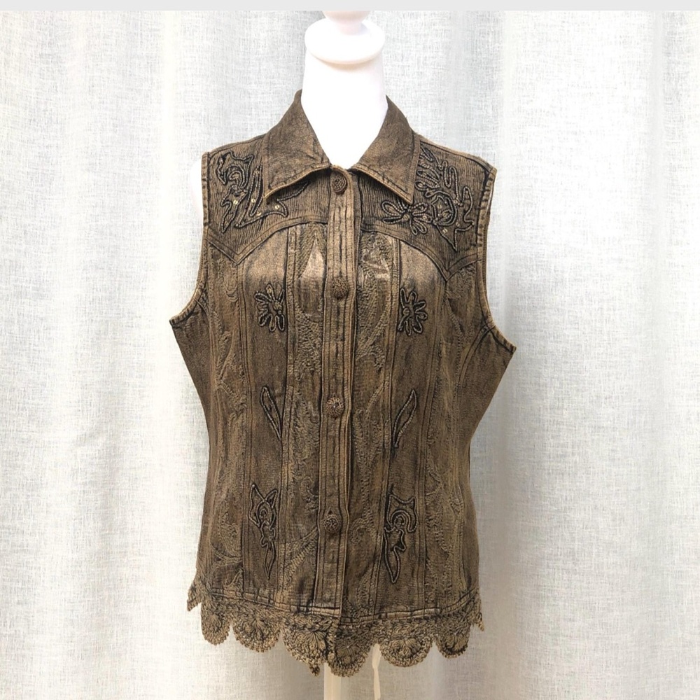 FlashBack Couture floral western vest with sequins
